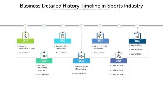 Business Detailed History Timeline In Sports Industry Ppt PowerPoint Presentation Gallery Portfolio PDF