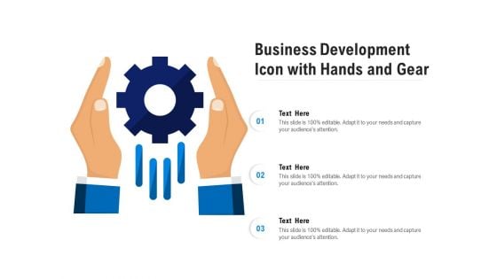 Business Development Icon With Hands And Gear Ppt PowerPoint Presentation Infographic Template Clipart Images