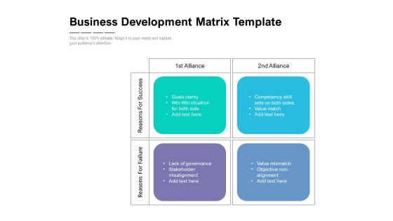 Business Development Matrix Template Ppt PowerPoint Presentation Infographic Template Shapes PDF