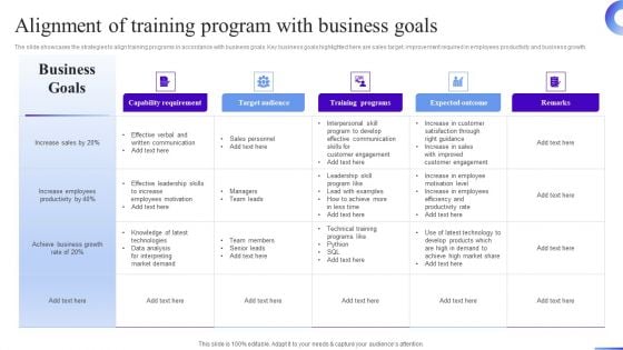 Business Development Program Alignment Of Training Program With Business Goals Brochure PDF