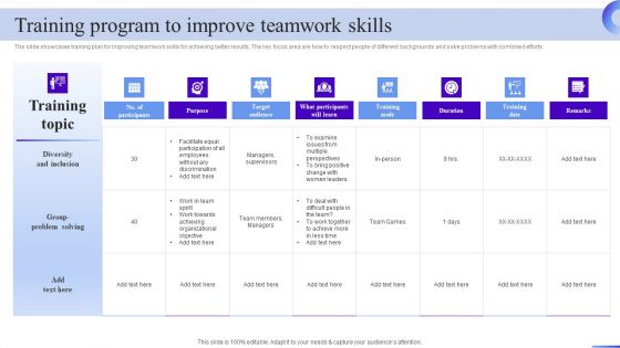 Business Development Program Training Program To Improve Teamwork Skills Rules PDF