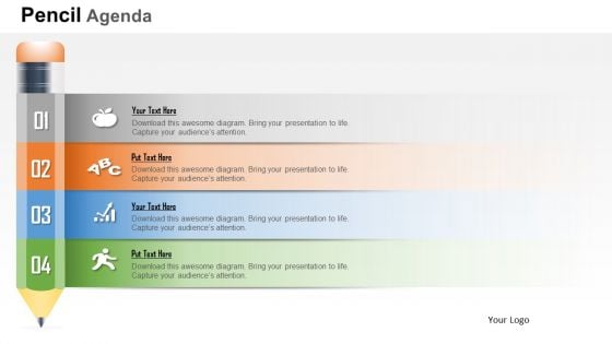 Business Diagram New Pencil Diagram Agenda Presentation Template