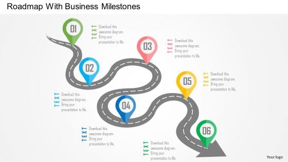 Business Diagram Roadmap With Business Milestones Presentation Template