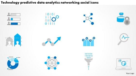 Business Diagram Technology Predictive Data Analytics Networking Social Icons Ppt Slide