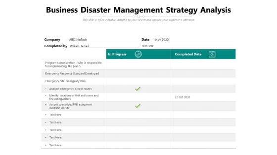 Business Disaster Management Strategy Analysis Ppt PowerPoint Presentation Gallery Graphics Tutorials PDF