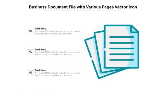 Business Document File With Various Pages Vector Icon Ppt PowerPoint Presentation Gallery Format PDF