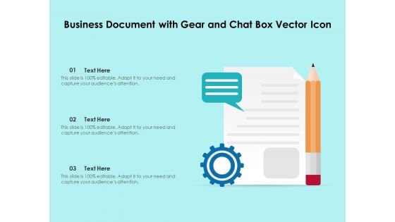 Business Document With Gear And Chat Box Vector Icon Ppt PowerPoint Presentation Gallery Background Designs PDF