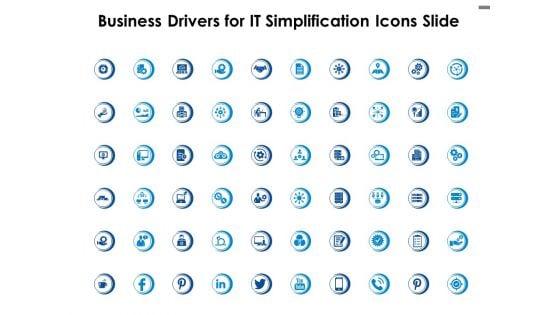 Business Drivers For IT Simplification Icons Slide Ppt PowerPoint Presentation Layouts Show