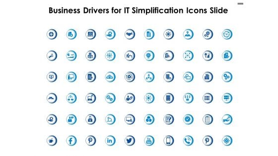 Business Drivers For IT Simplification Icons Slide Ppt PowerPoint Presentation Layouts Show