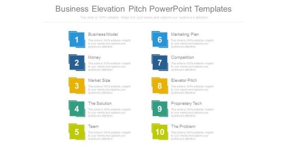 Business Elevation Pitch Powerpoint Templates