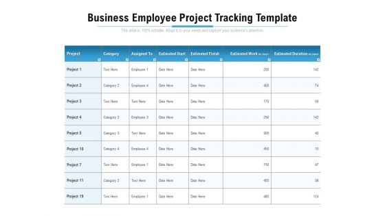 Business Employee Project Tracking Template Ppt PowerPoint Presentation Pictures Designs PDF