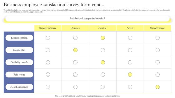 Business Employee Satisfaction Survey Form Survey SS