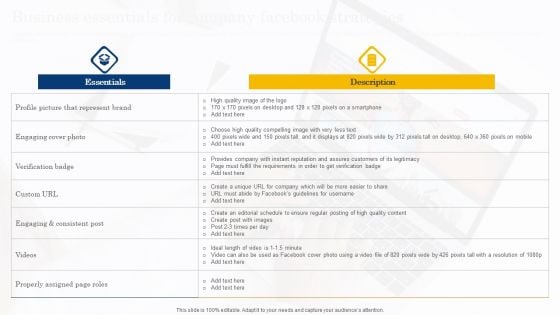 Business Essentials For Company Facebook Strategies Mockup PDF Business Essentials For Company Facebook Strategies Mockup PDF