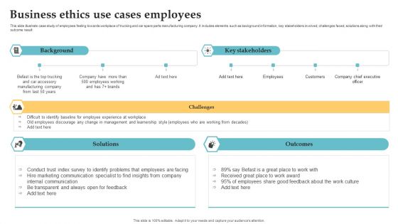 Business Ethics Use Cases Employees Guidelines PDF