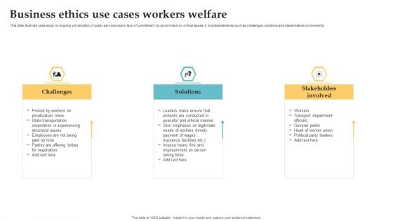 Business Ethics Use Cases Workers Welfare Structure PDF