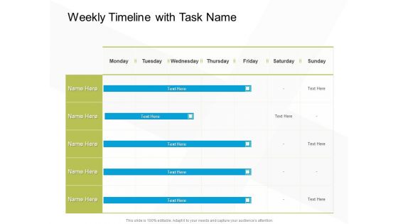 Business Evacuation Plan Weekly Timeline With Task Name Ppt PowerPoint Presentation Show Layouts PDF