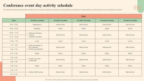 Business Event Day Activities Conference Event Day Activity Schedule Infographics PDF Business Event Day Activities Conference Event Day Activity Schedule Infographics PDF