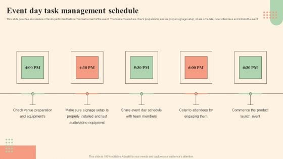 Business Event Day Activities Event Day Task Management Schedule Demonstration PDF