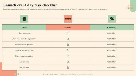 Business Event Day Activities Launch Event Day Task Checklist Topics PDF