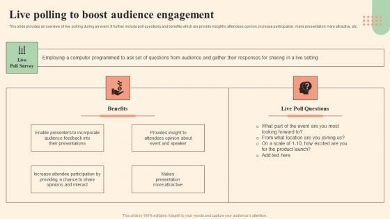 Business Event Day Activities Live Polling To Boost Audience Engagement Elements PDF