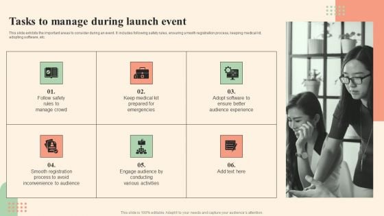 Business Event Day Activities Tasks To Manage During Launch Event Introduction PDF