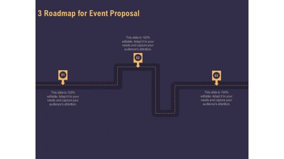 Business Event Planning 3 Roadmap For Event Proposal Ppt Inspiration Icons PDF