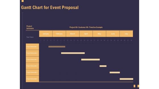 Business Event Planning Gantt Chart For Event Proposal Ppt Ideas Tips PDF