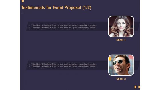 Business Event Planning Testimonials For Event Proposal Ppt Portfolio Vector PDF