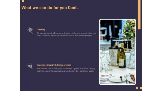 Business Event Planning What We Can Do For You Cont Ppt File Deck PDF
