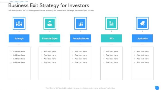 Business Exit Strategy For Investors Ppt Slides Outline PDF