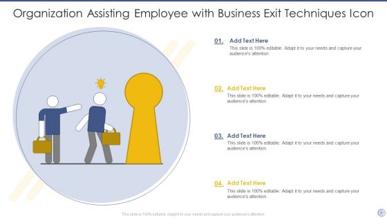 Business Exit Techniques Icon Ppt PowerPoint Presentation Complete Deck With Slides