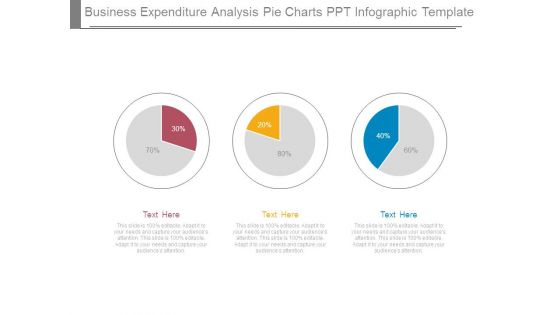 Business Expenditure Analysis Pie Charts Ppt Infographic Template