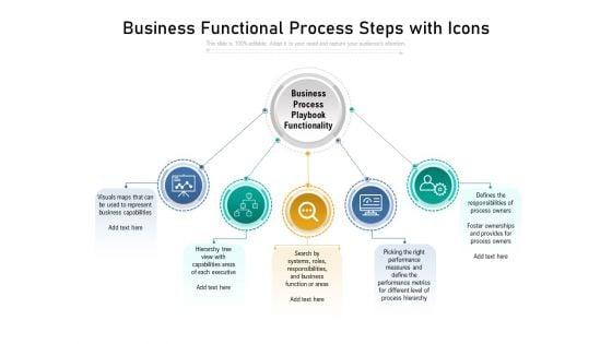 Business Functional Process Steps With Icons Ppt PowerPoint Presentation File Files PDF