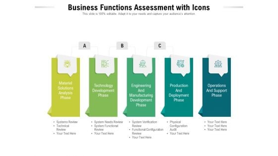 Business Functions Assessment With Icons Ppt PowerPoint Presentation File Slide PDF