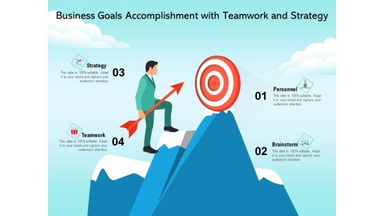 Business Goals Accomplishment With Teamwork And Strategy Ppt PowerPoint Presentation File Examples PDF