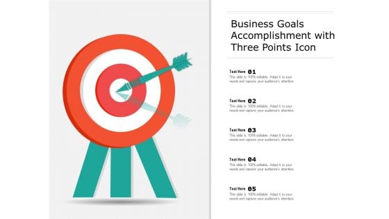 Business Goals Accomplishment With Three Points Icon Ppt PowerPoint Presentation File Portfolio PDF