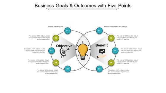 Business Goals And Outcomes With Five Points Ppt PowerPoint Presentation Summary Layout Ideas Business Goals And Outcomes With Five Points Ppt PowerPoint Presentation Summary Layout Ideas