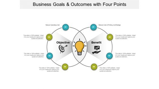 Business Goals And Outcomes With Four Points Ppt PowerPoint Presentation Styles Show