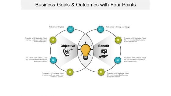 Business Goals And Outcomes With Four Points Ppt PowerPoint Presentation Styles Show Business Goals And Outcomes With Four Points Ppt PowerPoint Presentation Styles Show