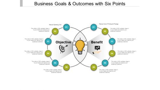 Business Goals And Outcomes With Six Points Ppt PowerPoint Presentation File Templates