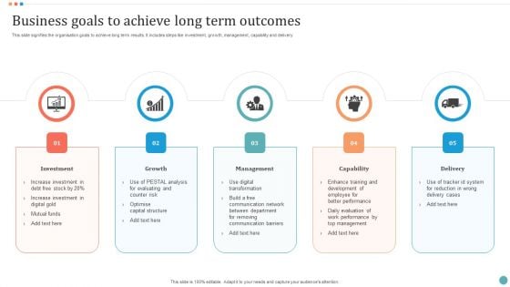 Business Goals To Achieve Long Term Outcomes Information PDF
