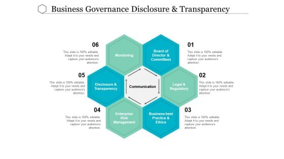 Business Governance Disclosure And Transparency Ppt Powerpoint Presentation Pictures Graphics Download