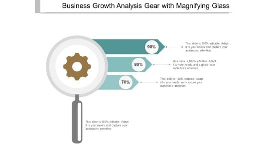 Business Growth Analysis Gear With Magnifying Glass Ppt PowerPoint Presentation Portfolio Graphics