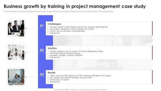 Business Growth By Training In Project Management Case Study Formats PDF