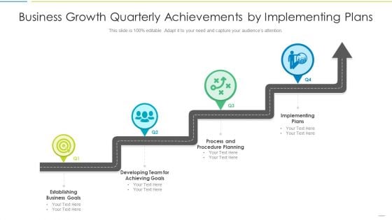 Business Growth Quarterly Achievements By Implementing Plans Infographics PDF