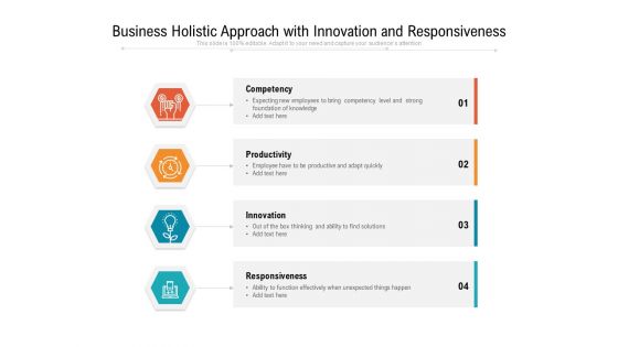 Business Holistic Approach With Innovation And Responsiveness Ppt PowerPoint Presentation Gallery Maker PDF