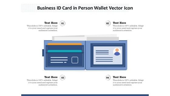 Business ID Card In Person Wallet Vector Icon Ppt PowerPoint Presentation Pictures Themes PDF