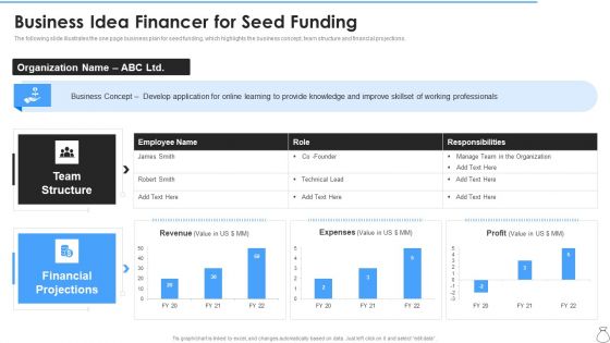 Business Idea Financer For Seed Funding Microsoft PDF