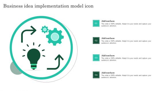 Business Idea Implementation Model Icon Elements PDF