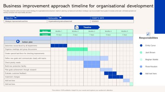 Business Improvement Approach Timeline For Organisational Development Graphics PDF